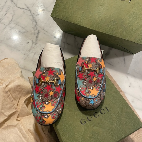 Gucci kids princetown slingback loafers GG supreme star horsebit mule toddlers - Picture 11 of 12
